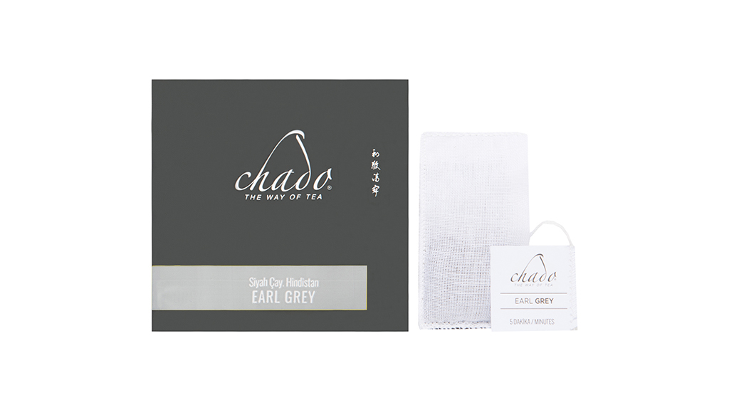 Chado Earl Grey çay kutusu ve poşet ambalajı