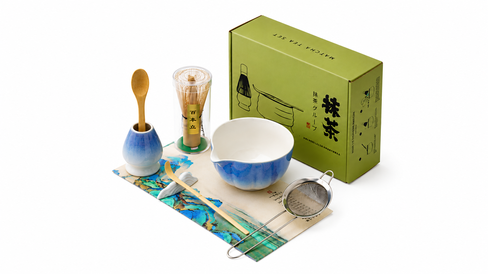 MATCHA SUNUM SETİ (MAVİ-BEYAZ)